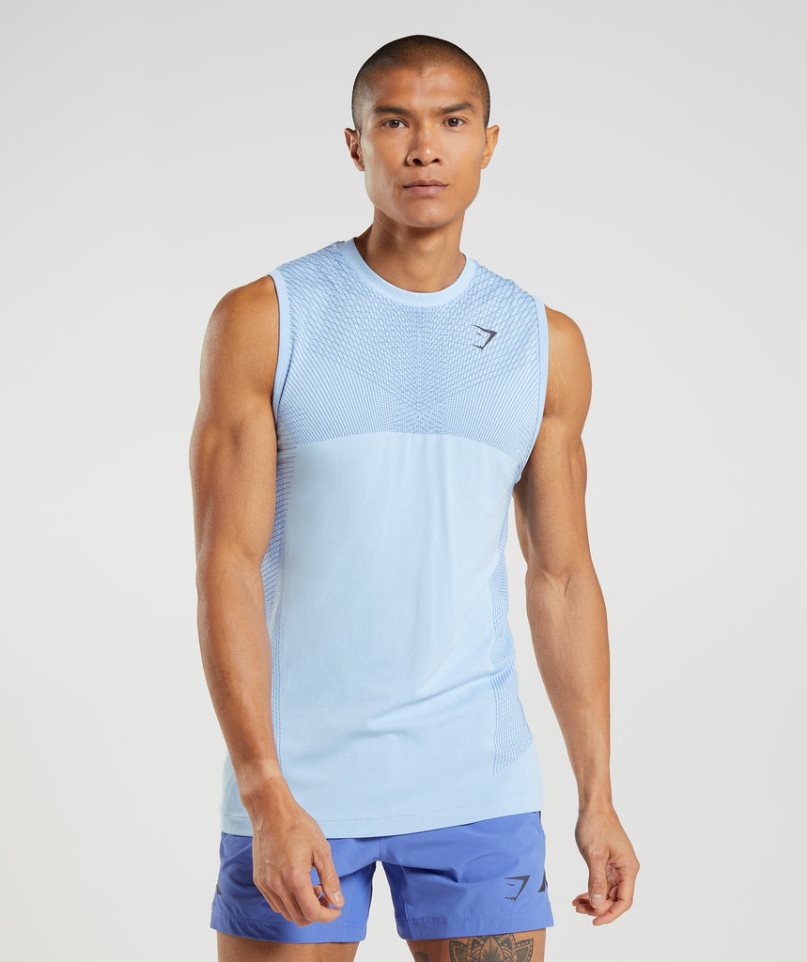 Men\'s Gymshark Apex Seamless Tanks Light Blue | CA ND8130